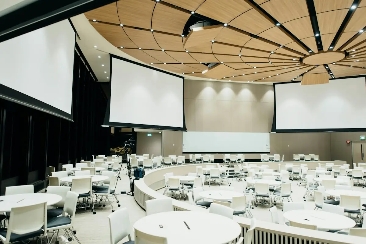 Conference room with large projection screens