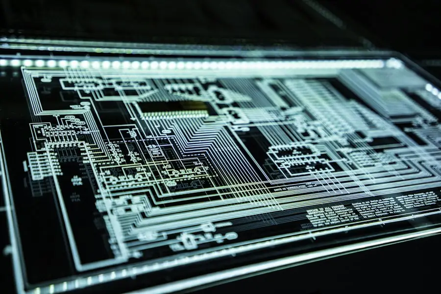 Glowing circuit board pattern