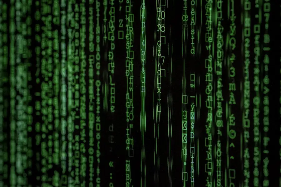 Green streams of code on a black screen