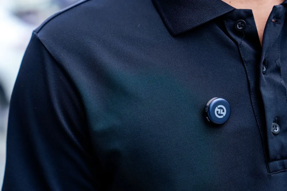 Close-up of a black polo shirt collar